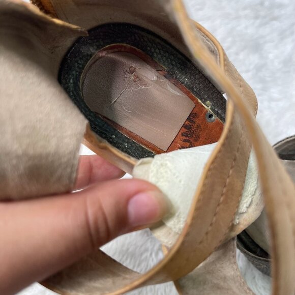 Elizabeth & James Women's Tan Green High Heel Sandal Leather Shoes Size 7.5 - Picture 13 of 14